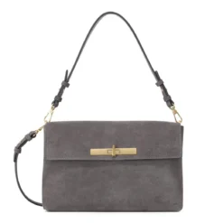 Abro Schultertasche Twist aus Veloursleder grau Crossbody Bag