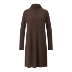 Allude Midikleid mit Stehkragen Dunkelbraun Midikleid