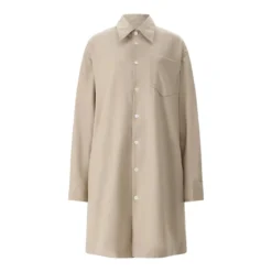AMI Paris Blusenkleid in Midilänge beige Midikleid