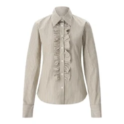 AMI Paris Hemdbluse mit Rüschen beige Bluse