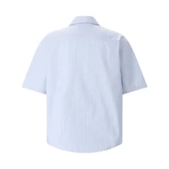 AMI Paris Light Blue Short-Sleeve Shirt With Pearl Accents Grey Hemd