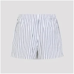 AMI Paris Vertical Stripe Bermuda Shorts With Elastic Waistb White Bermuda-Shorts