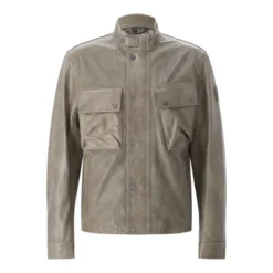Belstaff Jacke aus Leder grau Lederjacke