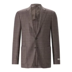 Canali Kariertes Sako Kei braun Anzugjacke