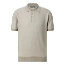 Canali Poloshirt aus Baumwollstrick beige Poloshirt
