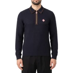 Casablanca Poloshirt aus Wolle blau Poloshirt