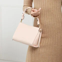 Coccinelle Boheme Grana Double Creamy Pin/Cola Hobo Bag