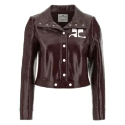 Courrèges Blouson Reedition Vinyl Dunkelrot Übergangsjacke