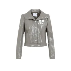Courrèges Cropped Jacket With Pointed Collar Grey Übergangsjacke