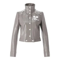 Courrèges Cropped Jacket With Pointed Collar Grey Übergangsjacke