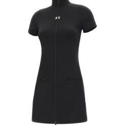 Courrèges Slim-Fit Minikleid aus Jersey Schwarz Minikleid