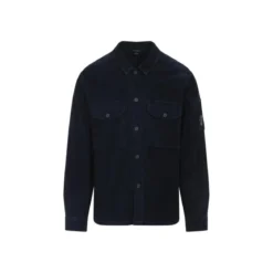 CP Company Textured Corduroy Overshirt With Pointed Collar Black Hemd