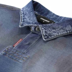 Dsquared2 Langarm-Poloshirt im Denim-Style blau Poloshirt