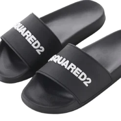 Dsquared2 Pantoletten mit Logo schwarz Slides