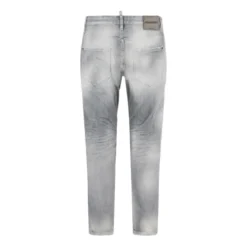 Dsquared2 Slim Fit Light Grey Distressed Jeans With TaperedWhite Slim-Fit-Jeans