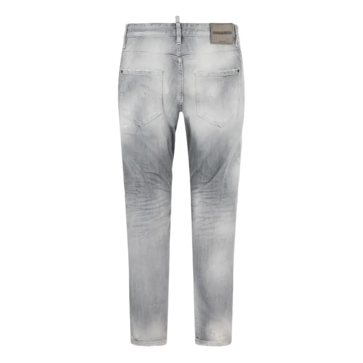 Dsquared2 Slim Fit Light Grey Distressed Jeans With TaperedWhite Slim-Fit-Jeans