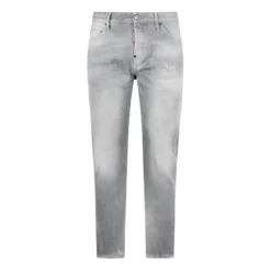 Dsquared2 Slim Fit Light Grey Distressed Jeans With TaperedWhite Slim-Fit-Jeans