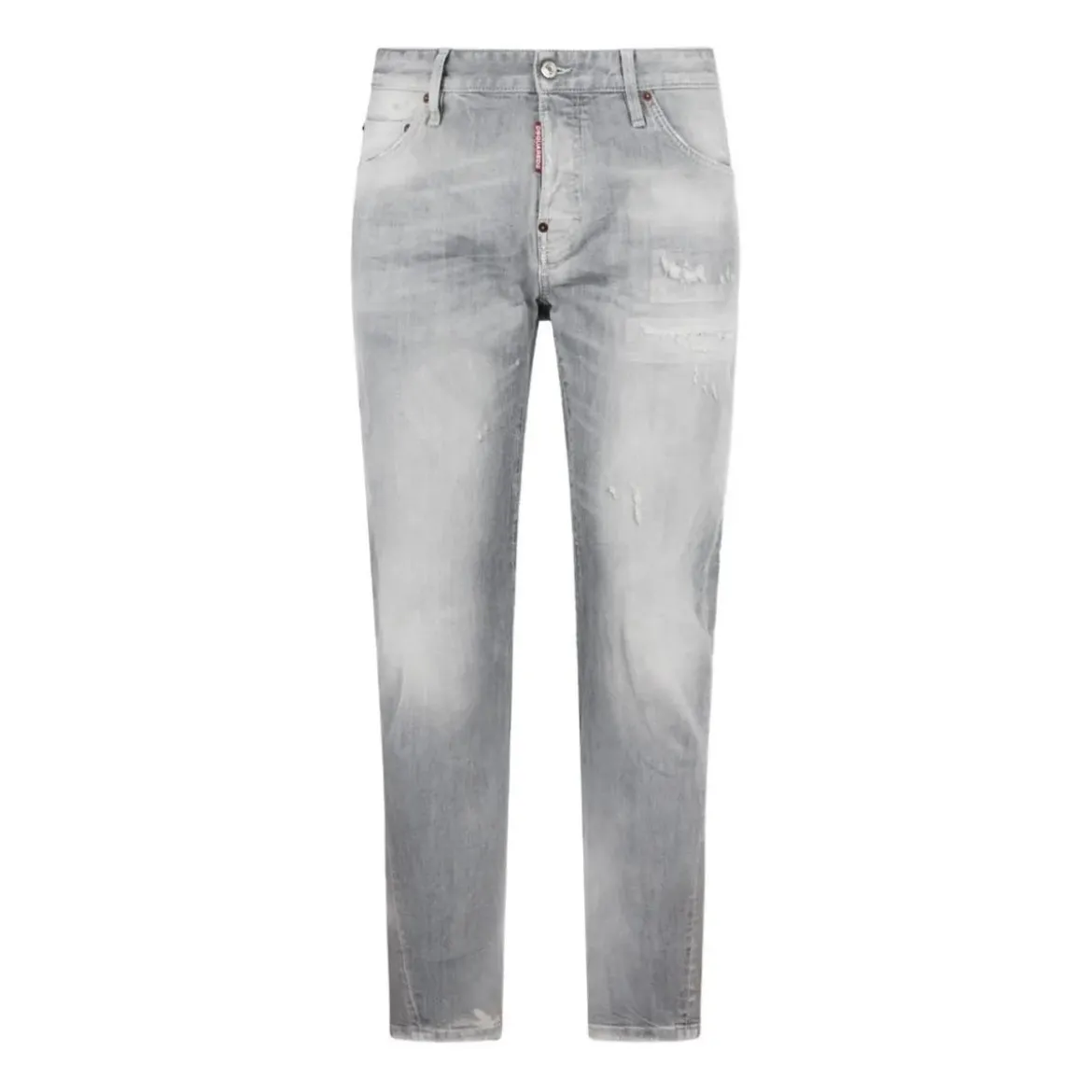 Dsquared2 Slim Fit Light Grey Distressed Jeans With TaperedWhite Slim-Fit-Jeans