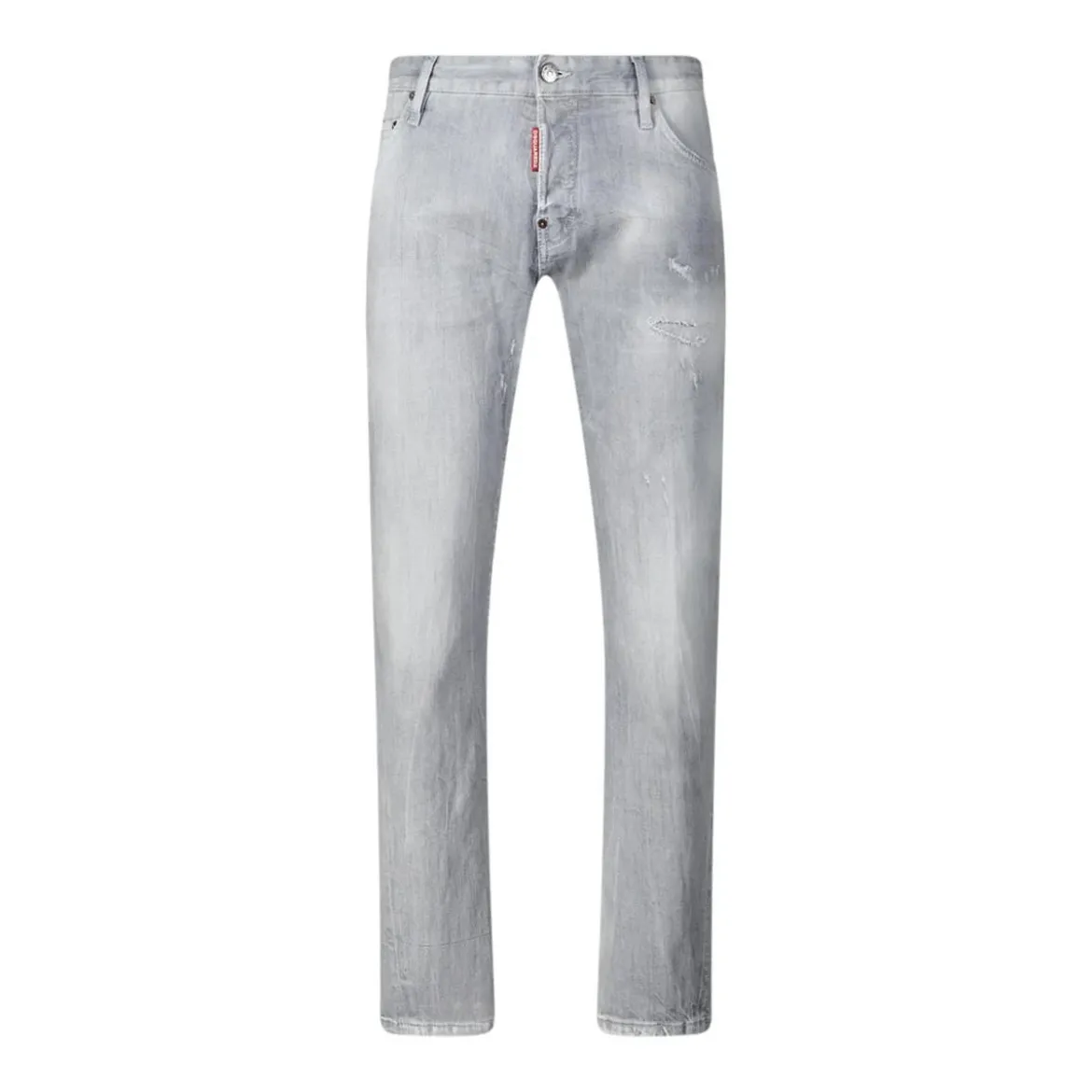 Dsquared2 Slim Fit Light Grey Distressed Jeans With TaperedWhite Slim-Fit-Jeans