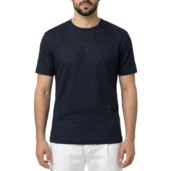 Eleventy T-Shirt aus Leinen blau T-Shirt