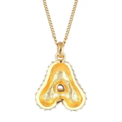 Elli Halskette Buchstabe A Weiß 925 Sterling Silber ver gold Mittellange Halskette