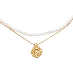 Elli Halskette Choker Layer Sonne Süßwasserperlen 925 S gold Choker