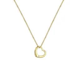 Elli Halskette Herz Liebe Diamant (0.03 ct.) 925 Silber gold Mittellange Halskette