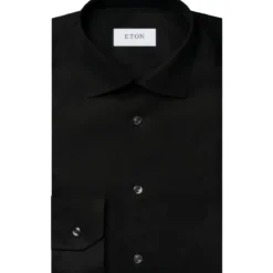 Eton Eton Solid Signature Twill Shirt Lange Mouw Overhe schwarz Hemd