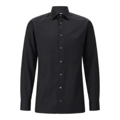 Eton Eton Solid Signature Twill Shirt Lange Mouw Overhe schwarz Hemd