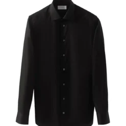 Eton Eton Solid Signature Twill Shirt Lange Mouw Overhe schwarz Hemd