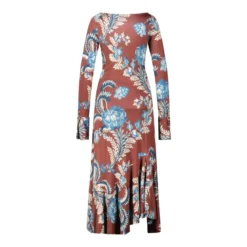 Etro Jersey Kleid mit floralem Muster braun Midikleid