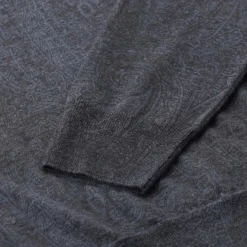 Etro Langarm-Poloshirt aus Wolle & Seide grau Poloshirt
