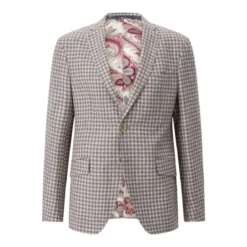 Etro Sakko mit Hahnentrittmuster beige Anzugjacke