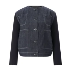 Fabiana Filippi Jacke aus Denim und Strick dunkelblau Jeansjacke