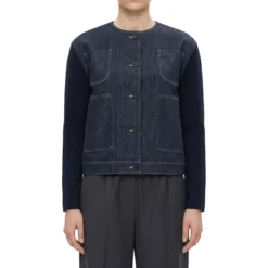 Fabiana Filippi Jacke aus Denim und Strick dunkelblau Jeansjacke
