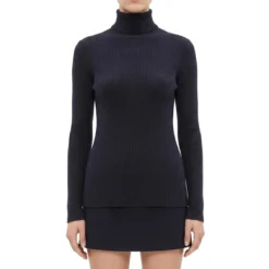 Fabiana Filippi Rollkragenpullover mit Seide & Kaschmir dunkelblau Rollkragenpullover