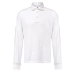 Fedeli Langarm-Poloshirt aus Baumwolle Weiß Poloshirt