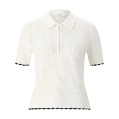 FRAME Gestricktes Shirt mit Lochmuster weiß T-Shirt