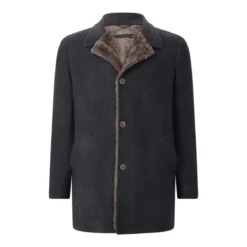 GMS-75 Wollmantel mit Pelzfutter blau Wollmantel