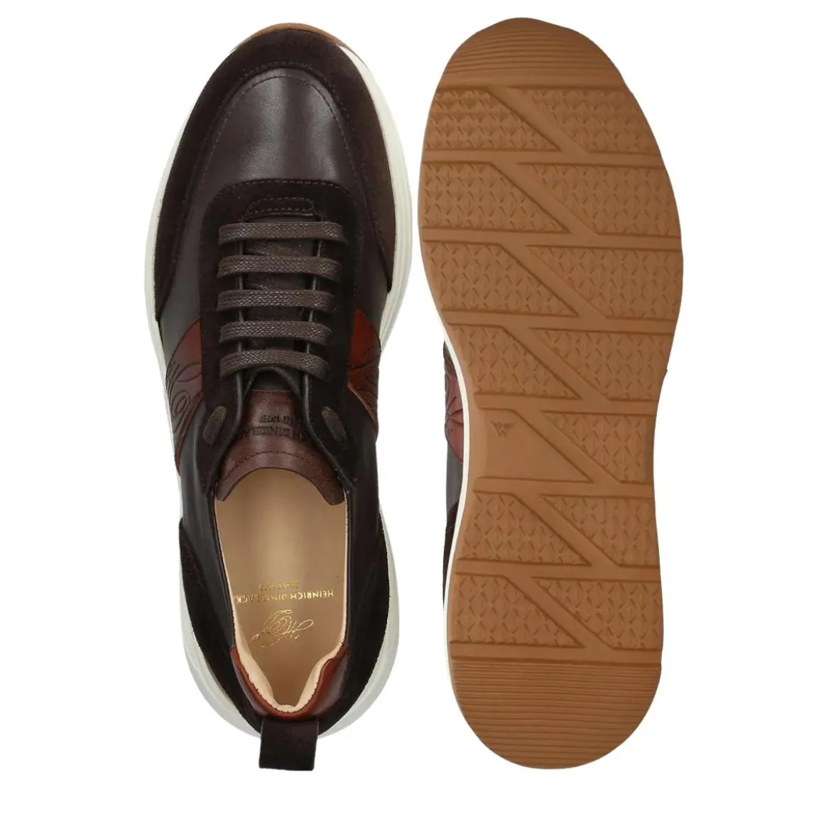 Heinrich Dinkelacker Der Toronto Sneaker CL in Weiß mit Bordeaux-Akzent dunkel-braun Low-Top-Sneaker