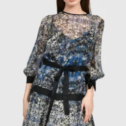 Helene Galwas Seidenkleid BENITA SEIDE blau Maxikleid