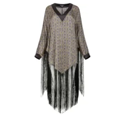 Helene Galwas Seidenponcho Kleid JENNIFER silber Midikleid