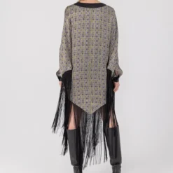 Helene Galwas Seidenponcho Kleid JENNIFER silber Midikleid