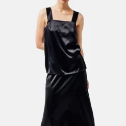 Helene Galwas Tanktop aus Seidensatin ALBINARE schwarz Top