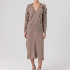 Helene Galwas Wollkleid CHLOÉRE mittel-braun Midikleid