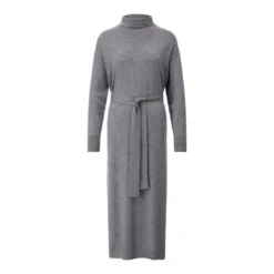 Hemisphere Langes Strickkleid aus Merinowolle Grau Strickkleid