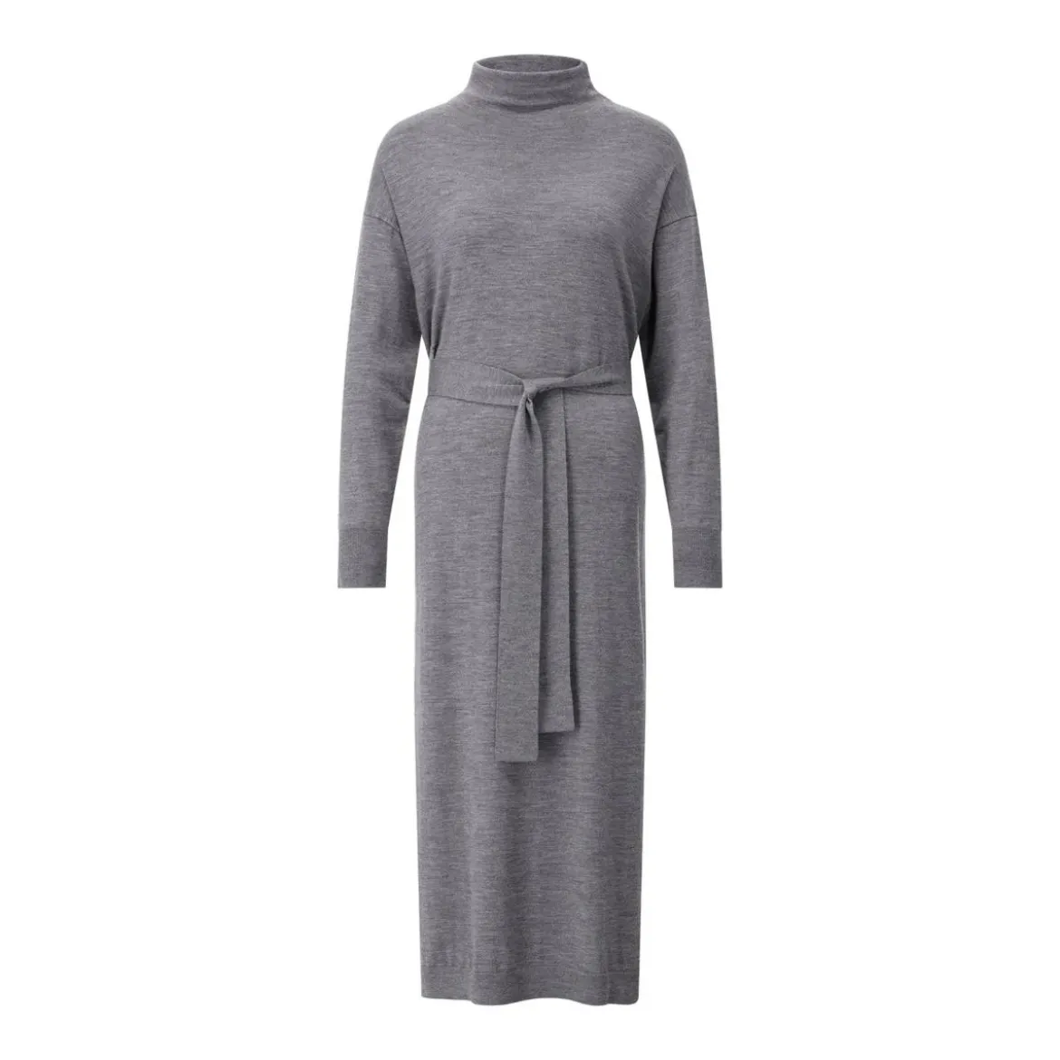 Hemisphere Langes Strickkleid aus Merinowolle Grau Strickkleid