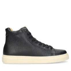 Henry Stevens Der Travis High-Top Sneaker in Schwarz ist aus gep schwarz Low-Top-Sneaker