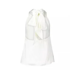 Hugo Top Charloti in Satin-Optik mit Bindeband Weiß Top