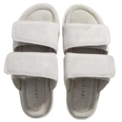 INUIKII Classic Suede Velcro Grey Slides